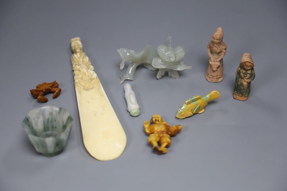 Assorted Chinese items including ivory and jade, hardstone etc.